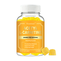 Complément alimentaire certifié GMP, marque privée, sans sucre, végétalien, saveur ananas, 2500 mg d'acétyl-L-carnitine, gommes pour stimuler le métabolisme et l'énergie