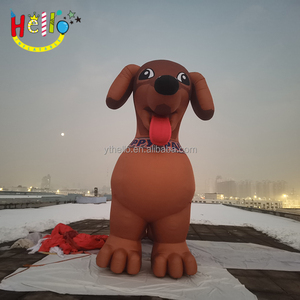 Mascotte de dachshund brun géant, animal gonflable, design de scène, chiens avec collier décoratif - Product Image 6