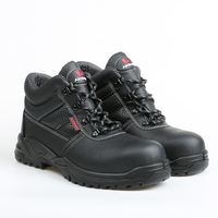 Chaussures de sécurité pour hommes en cuir véritable noir, bottes de sécurité antistatiques et antidérapantes, chaussures de sécurité durables pour hommes avec embout en acier