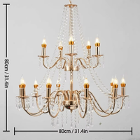 Lustre de mariage doré en fer forgé et cristal, éclairage décoratif de plafond pour scène de mariage, accessoires de mariage
