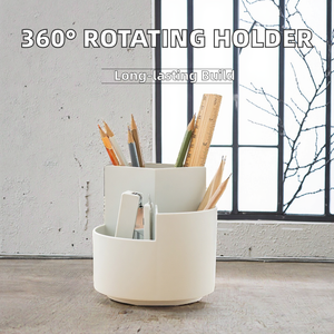 OEM/ODM 360 <b>Rotating</b> Round PP Plastic 12*12cm <b>Desk</b> Desktop Organizer Student Stationery Storage Pen Holder - Product Image 2