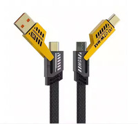 Câble de données multifonction 4-en-1 V8 Mecha 1M A50jjM en alliage de zinc convertible, chargeur de téléphone PD 65W, câble de données PD 27W pour ordinateurs
