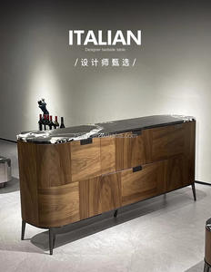 Aparador con Acabado en Nogal AIYI, Mueble Buffet Moderno <span class=keywords><strong>de</strong></span> Lujo, Aparador Amplio, Mueble Bar <span class=keywords><strong>de</strong></span> Madera Maciza con Mármol - Product Image 5