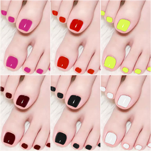 96 pièces/boîte couleur unie brillant presse courte sur Nais orteil couverture complète rose Fluorescent vert carré <span class=keywords><strong>faux</strong></span> ongles de <span class=keywords><strong>pied</strong></span> d'été - Product Image 5