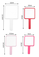 Vente en gros de miroir carré à un côté en plastique personnalisé avec votre propre logo miroir de maquillage cosmétique à main longue