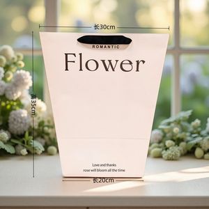 Wholesale Multi Size Foldable Full Brand Logo Print Paper Bag with Ribbon Handle for Fresh Flower Delivery Paper Bag - Product Image 3