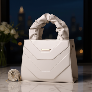 Borsa da Donna Fana Imala in Materiale Metallizzato Bianco con Manici Arricciati e Chiusura a Patta, Stile Casual per Feste - Product Image 2