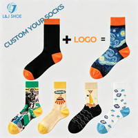 Chaussettes en coton décontractées pour hommes LJ, impression de logo personnalisée, chaussettes à motifs imprimés haute définition, avec faible MOQ