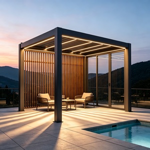 Toldo de Sol Ajustable para Exteriores, Resistente a la Intemperie, con Techo de Láminas Motorizadas de Aluminio, Resistente al Viento, con Control Inteligente por Aplicación - Product Image 5