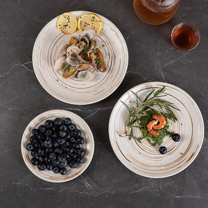 <span class=keywords><strong>Assiette</strong></span> en céramique japonaise artisanale rétro Wabi-Sabi, poterie rustique, 9 pouces, plat plat pour steak occidental, pour restaurant haut <span class=keywords><strong>de</strong></span> gamme - Product Image 3