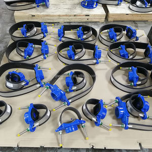 Penjualan pabrik permadani besi Ductile sadel dengan pita Stainless Steel terikat untuk pipa DI/baja penyadap panas - Product Image 6