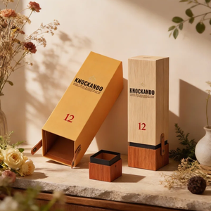 Caja de Regalo de Madera Premium <span class=keywords><strong>Knockando</strong></span> - Hebilla de Cuero con Textura de Madera, Empaque de Whisky Impreso Personalizado para Regalos de Alcohol de Lujo - Product Image 2