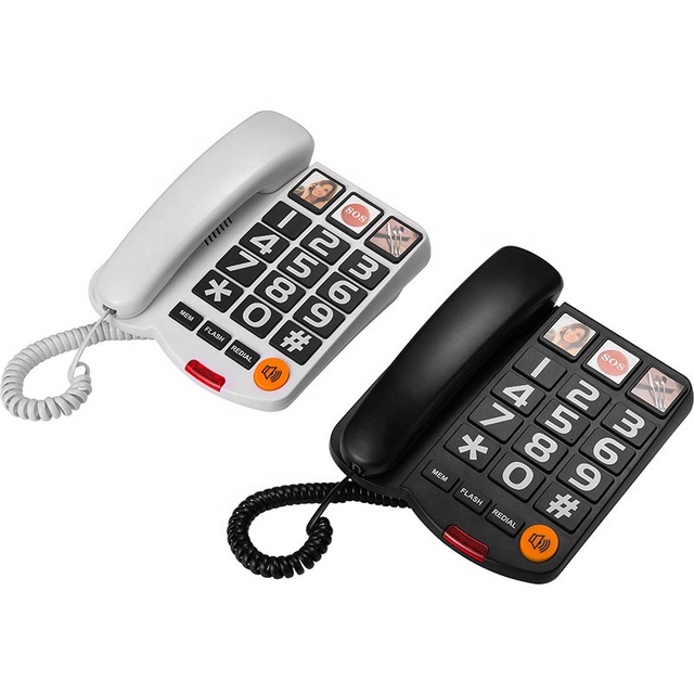 Large Button Phones for Seniors Corded Landline Telephone With Volume Control One-Touch Dialing for Visual Impaired