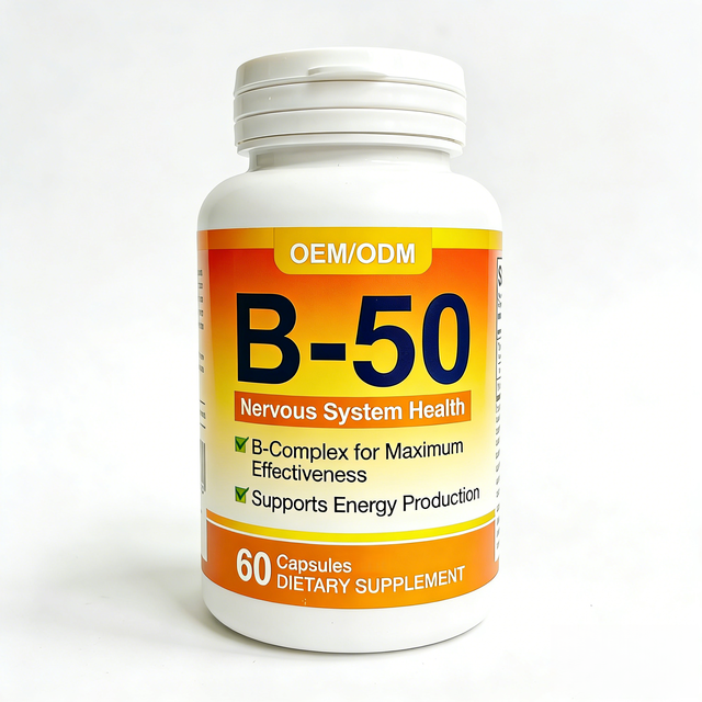 OEM/ODM Dietary Supplement Vitamin B-50 mg Capsules Gluten Free for Energy with Private Label