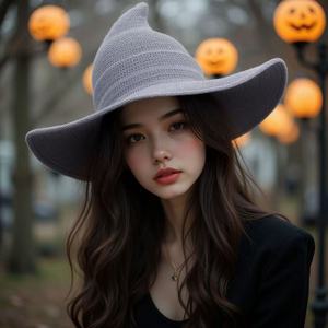 Chapeau de sorcière à rayures Halloween pliable femme/homme tricoté en laine pêcheur casquette de fête pêche appropriée à la plage affaires en plein air - Product Image 4
