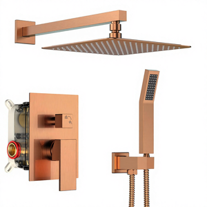China Matte <b>Black</b> Single Handle Concealed Rain <b>Shower</b> Head <b>Set</b> Ceramic Valve Core Square <b>Shower</b> Head Wall-Mounted Brass Bathroom - Product Image 1