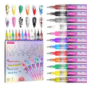 Spidol seni kuku 0.5mm, pena grafiti cat akrilik 12 warna, pena menggambar DIY cepat kering - Product Image 4