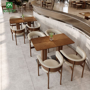 Роскошный современный дизайн, обеденный стул из массива дерева и стол, набор для коммерческого ресторанного отеля или кафе, прочный элемент - Product Image 4