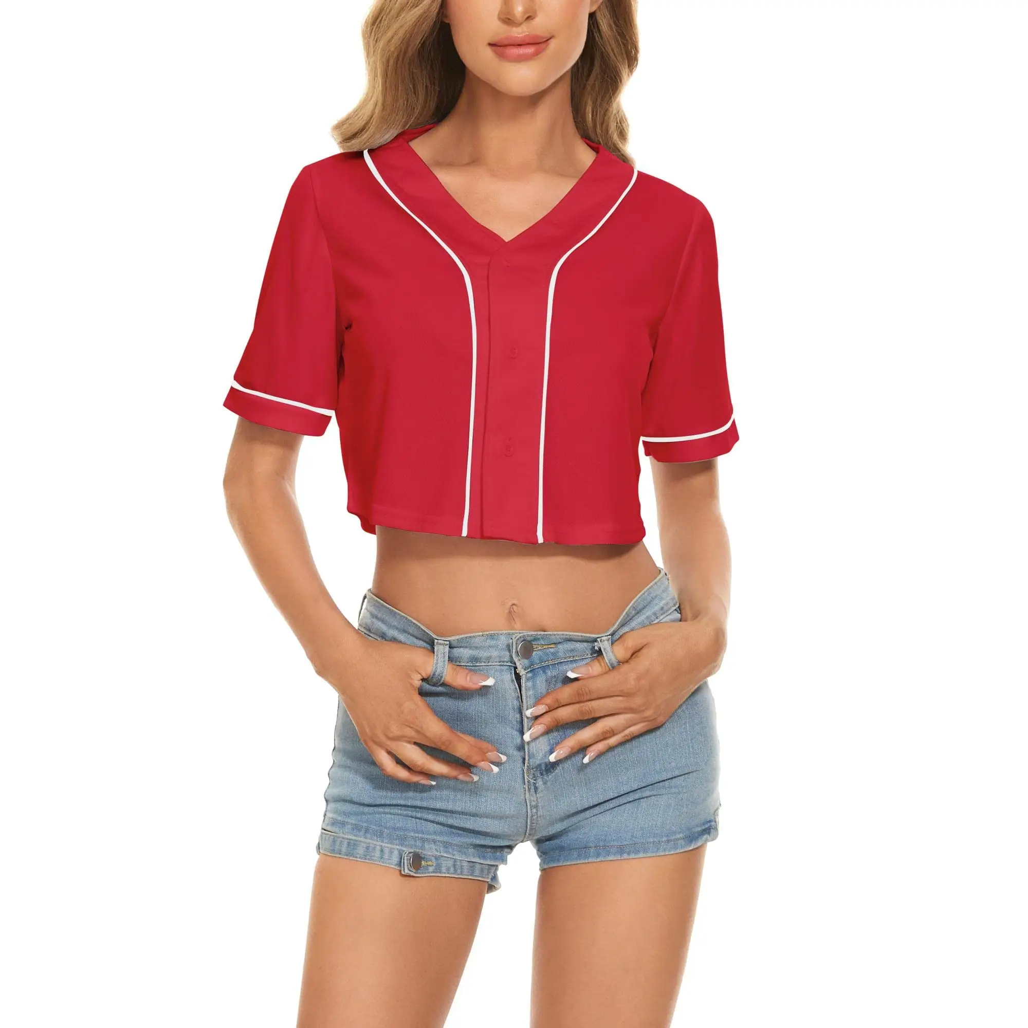 2024ファッションボタンダウンシャツ空白のユニセックススポーツユニフォームTシャツカスタムロゴヒップホップ野球ジャージVネック