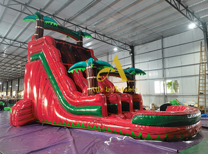 Toboggan d'été gonflable à double voie avec <span class=keywords><strong>piscine</strong></span> City Bounce House Red Palm Trees Toboggan aquatique à double voie - Product Image 3