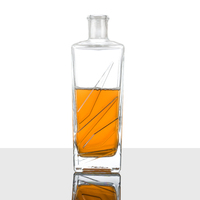 Fabricant chinois, vente en gros de bouteilles en verre blanc cristallin de haute qualité pour le brandy XO, les spiritueux, le whisky, le gin, le vin, 750 ml