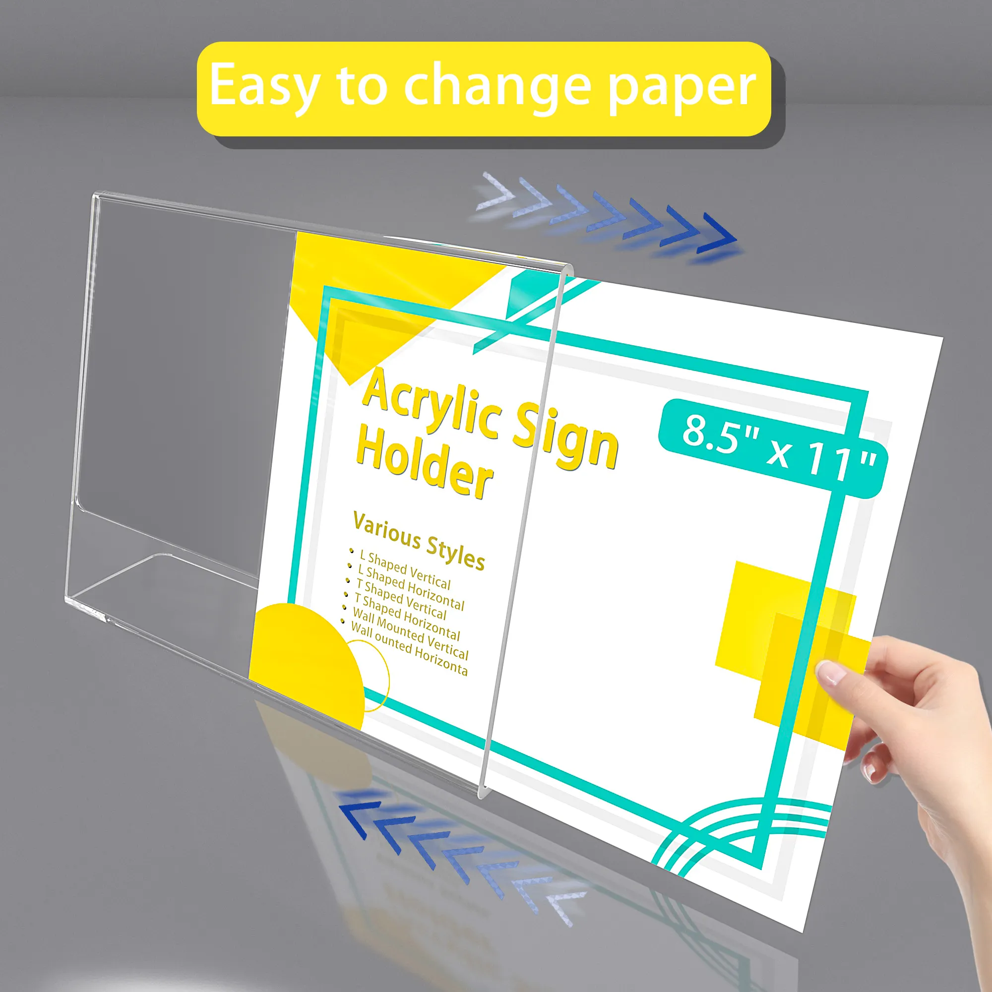 3 paket 8.5x11 inç el ilanı tutucu iyi fiyat akrilik iş fotoğraf kart tutucu için danışma