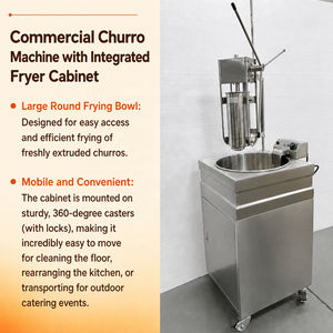 Máquina Comercial Multifuncional para Churros, Freidora de 3x5L <span class=keywords><strong>con</strong></span> Relleno de Crema, 6 Moldes Estrella, Acero Inoxidable, Fabricante Español para Cafeterías - Product Image 3