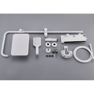 Robinet de douche de salle de bain avec affichage de la température, finition chromée, cartouche céramique, barre coulissante, design moderne - Mitigeur thermostatique de douche - Product Image 6