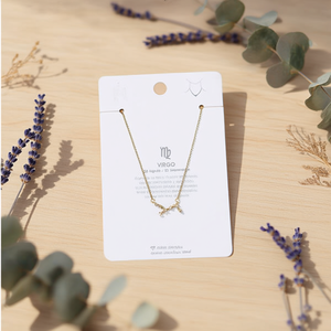 Collier pendentif signe zodiacal Vierge, chaîne en acier inoxydable plaqué or pour femme, bijoux minimalistes tendance - Product Image 3