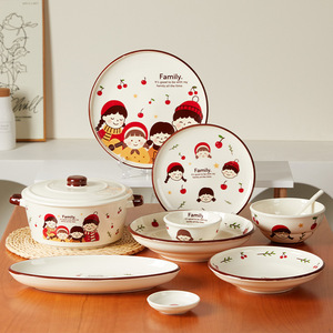 48-Piece Ceramic Dinnerware <b>Set</b> Gift Box Glazed <b>Microwave</b> Safe Fresh Cute Design High-End Home Housewarming Anniversary Gift - Product Image 5
