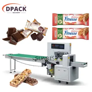 Lolly Popsicle Stick Cream Flow Pack Machine Barra de chocolate empacador de almohadas maquinaria de envoltura de flujo