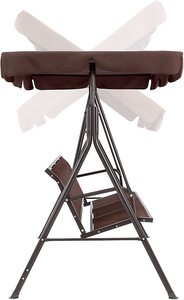Luxury Outdoor <strong>Garden</strong> <strong>Bench</strong> 3 Seat Comfortable Metal <strong>Swing</strong> Chair with Sun Canopy - Product Image 3