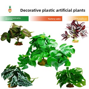 Plantes artificielles pour terrariums de reptiles, <span class=keywords><strong>enclos</strong></span> de reptiles, réservoirs de forêt tropicale, décorations en feuilles, tortues, lézards, grenouilles cornées, reptiles - Product Image 2