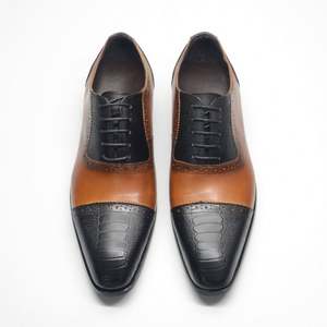 Chaussures Oxford pour homme de luxe haut de gamme, en cuir italien artisanal, multicolores, à bout carré, pour mariage et affaires, automne - Product Image 5