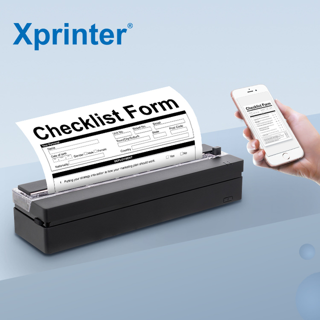 Xprinter XP-P82 Portable Printer Supports Manual Cutter Mechanism 300 DPI Thermal Printer for Office and Home Use