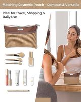 Mesh strandtas voor dames, bovenrits, 11 vakken, afneembaar tasje, machinewasbaar, chique zomerhandtas