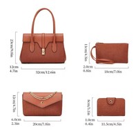 Ensemble de sacs 4 en 1 de luxe pour femmes, en cuir PU à rayures verticales, avec logo personnalisé, design de créateur, sac à main de luxe