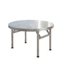 Table de salle à manger ronde moderne pliable en acier inoxydable robuste pour restaurant, hôtel, événement extérieur, mariage, banquet à domicile