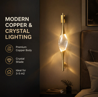 Applique Murale en Cristal Moderne en Cuivre, Lampe Murale LED de Luxe Minimaliste pour Chevet, Chambre, Salon, Couloir, Hôtel, Villa, Intérieur Glamour