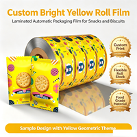 Film en rouleau laminé jaune vif imprimé sur mesure, qualité alimentaire, flexible, pour machine d'emballage automatique de biscuits et de snacks
