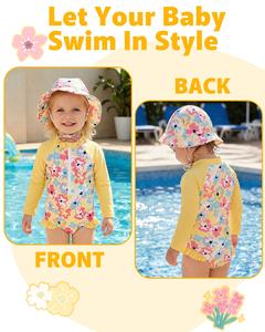 <span class=keywords><strong>Maillot</strong></span> <span class=keywords><strong>de</strong></span> <span class=keywords><strong>bain</strong></span> une pièce à manches longues pour fille, ensemble <span class=keywords><strong>de</strong></span> protection solaire UPF 50+, <span class=keywords><strong>maillot</strong></span> <span class=keywords><strong>de</strong></span> <span class=keywords><strong>bain</strong></span> pour fille 3M-4T, OEM ODM acceptable - Product Image 4