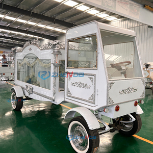 Electric White & Silver Ornate Funeral Hearse, Luxury Vintage Style Motorized Casket Procession Carriage - Product Image 2
