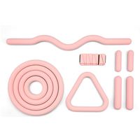 Kit d'exercices Pilates en mousse TPE : Barre, anneau, bâton triangulaire – Équipement de fitness portable pour la maison, toutes saisons, rose