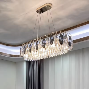 Home Decoration Led Hanging <b>Light</b> Hotel Restaurant Rectangle Led Gray K9 Crystal <b>Chandelier</b> - Product Image 3