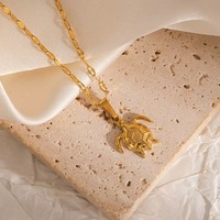 Collar con Colgante Minimalista de Acero Inoxidable Serie Océano, Regalo de Moda, Venta al por Mayor de Fábrica, Versátil, Resistente al Agua, Oro de 18K