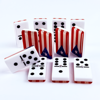 Jeu de dominos double six en acrylique personnalisé avec drapeau de Porto Rico, 28 pièces, taille standard, pour jeu de table éducatif, familial et de loisirs