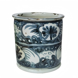 Pot de fleurs en céramique <span class=keywords><strong>bleu</strong></span> et blanc, style rétro, avec motif de <span class=keywords><strong>canard</strong></span> mandarin et de lotus - Product Image 4