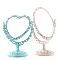 Miroir de poche vintage mini rond finition argentée, grossissant et éclairé, avec cadre en plastique ABS, miroir de maquillage portable