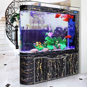 Aquarium de puisard avant à arc-Réservoir de séparation de pièce intelligent de 120cm avec écran tactile, verre incurvé et LED RVB pour maison/bar de luxe - Product Image 1