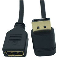 Personnalisé Manufacture Drop Shipping Or DP DisplayPort Mâle 90 Degrés Angle Droit vers Femelle Câble d'Extension 0.3m